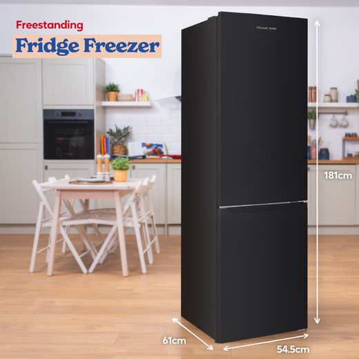 Russell Hobbs RH181TNF552E1B 181cm 60/40 Frost Free Fridge Freezer - Black - Annotation - dimension shot 