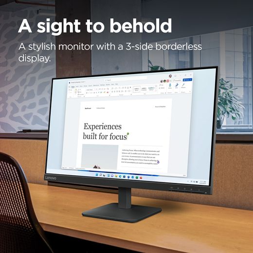 Lenovo L24-4e 23.8" Full HD 100Hz Monitor - Black - Annotation - 3 side borderless