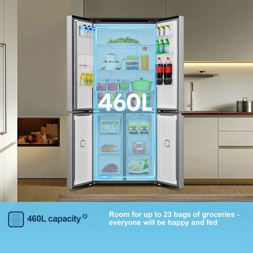 Fridgemaster American Fridge Freezer - Silver - Annotation - 460L capacity
