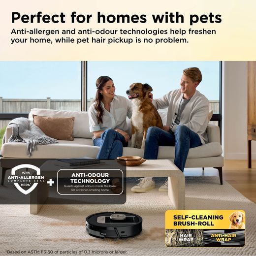 Shark PowerDetect ThermaCharged Robotic Vacuum Cleaner - Black - Annotation - Perfect for homes with pets