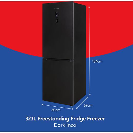 Russell Hobbs RH184FF602C1DI 184cm 60/40 Fridge Freezer - Dark Inox - Annotation - Dimeson shot 