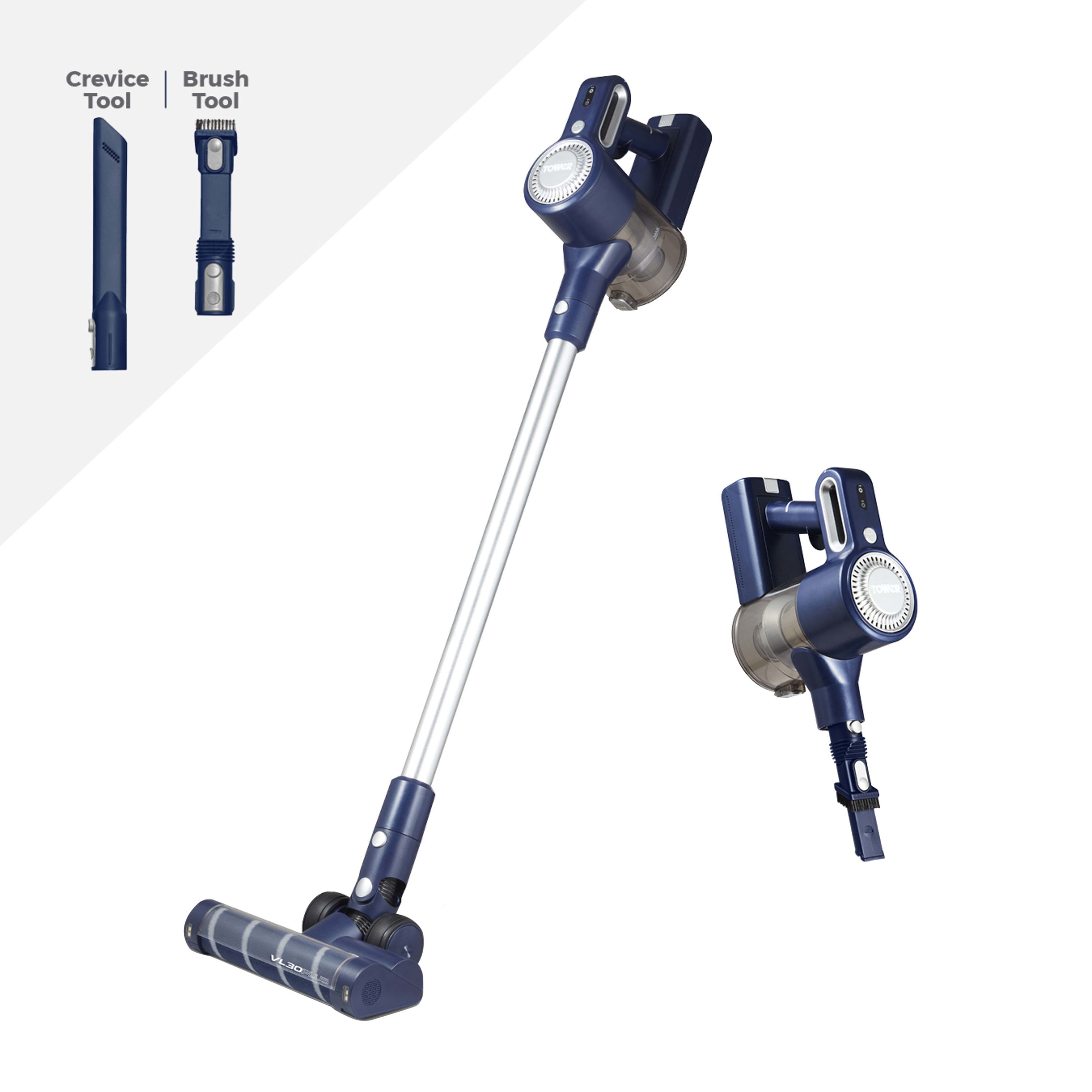 Tower VL35 Cordless Vacuum Cleaner with up to 35 Minutes Run Time - Silver / Blue - T513008, Silver