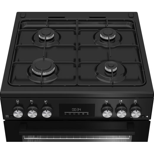 Beko 60cm Freestanding Gas Cooker - Black - Top hob perspective shot