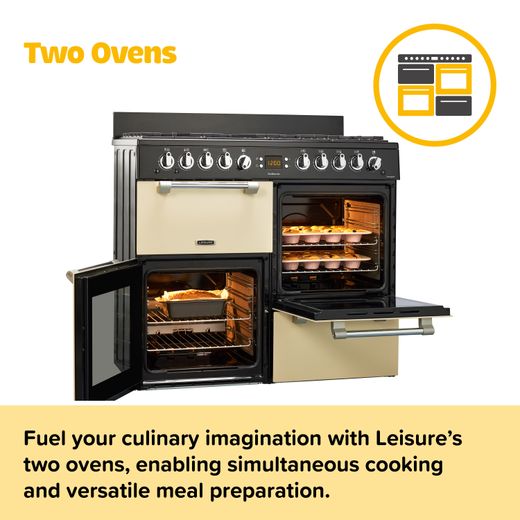 Leisure Cookmaster 110cm Dual Fuel Range Cooker - Black - Annotation - Two ovens