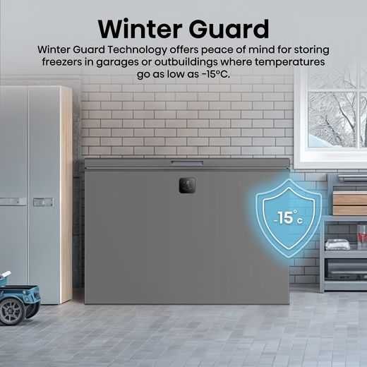 Hisense FT280WN3SGD Total No Frost Chest Freezer - Silver - annotation - winter guard shot
