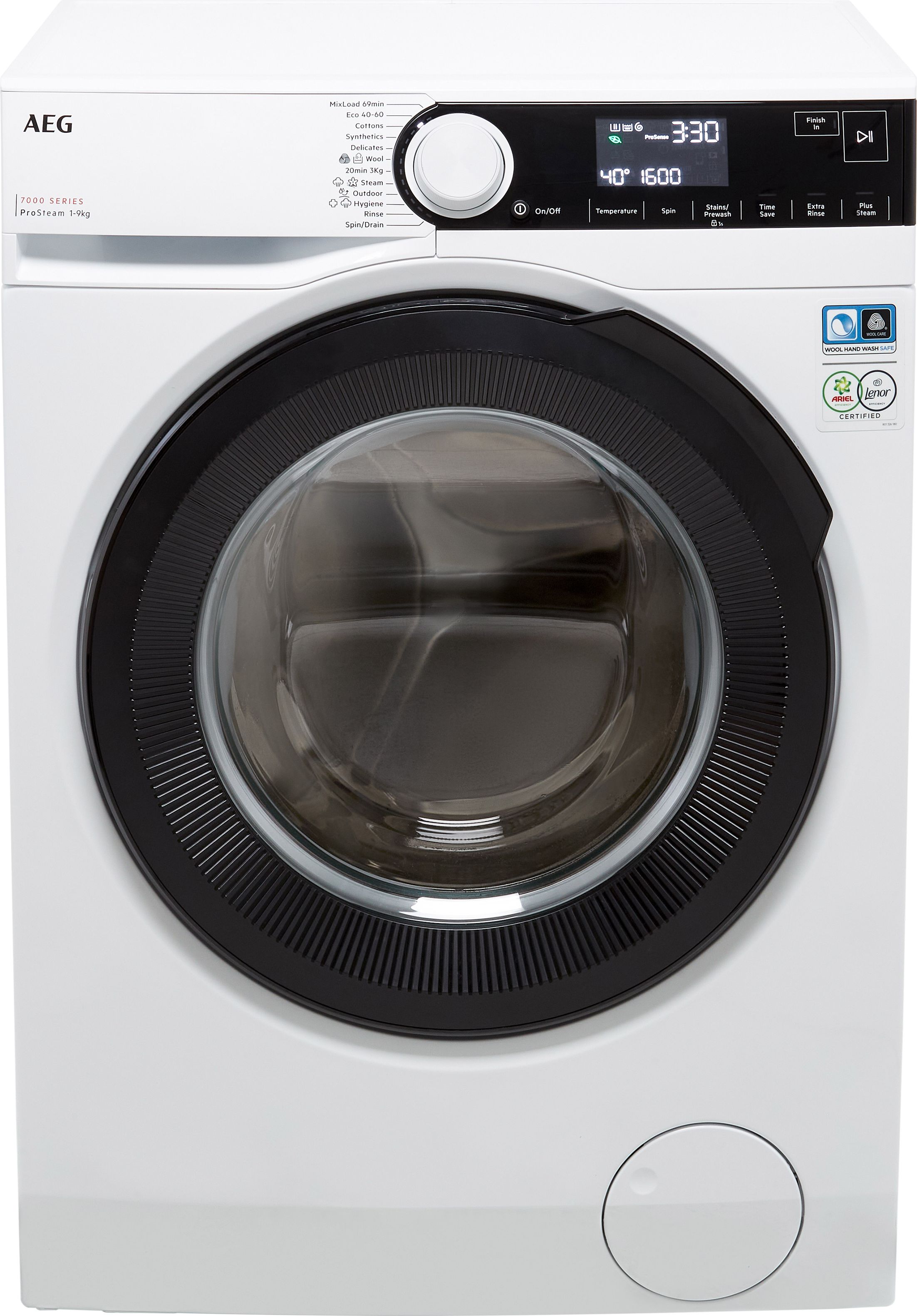 AEG LFR73964B 9kg Washing Machine with 1600 rpm - White - A Rated, White
