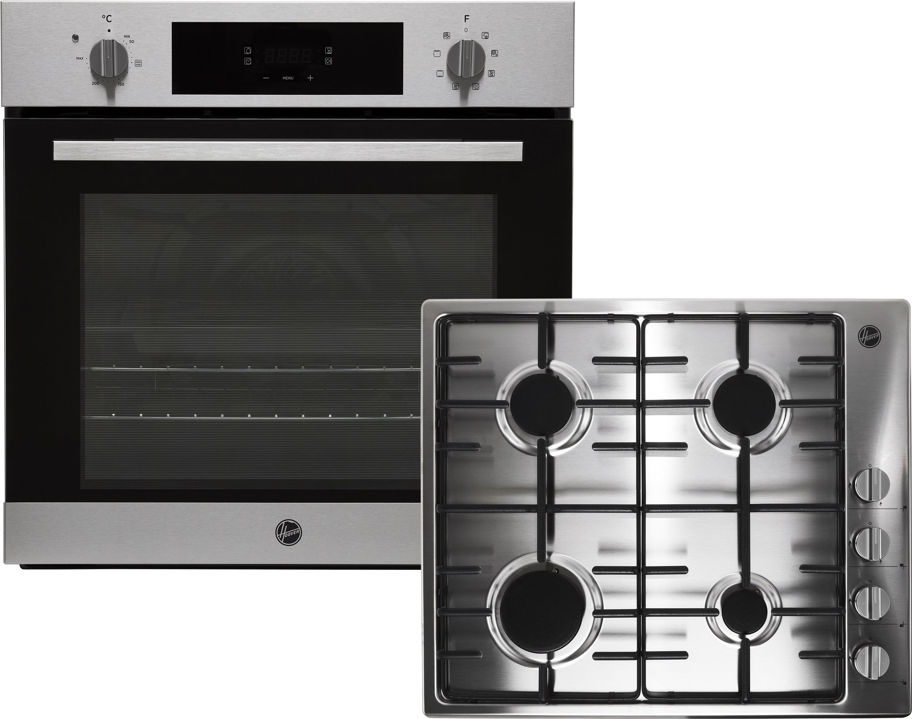 Hoover H-OVEN 300 PHC3B25CXHHW6LK3 Built In Electric Single Oven and Gas Hob Pack - Stainless Steel - A+ Rated, Stainless Steel