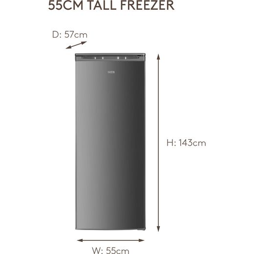 Haden HZ218IX 143cm Small Upright Freezer - Silver - Dimensions