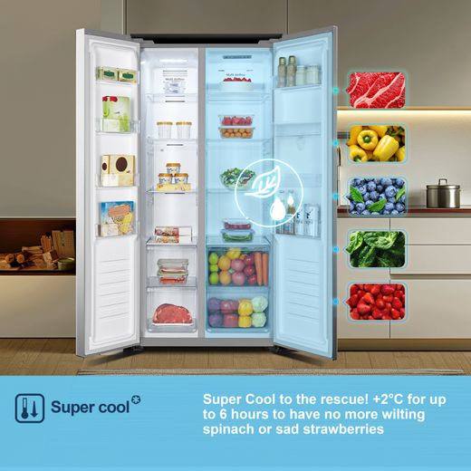 Fridgemaster American Fridge Freezer - Silver - Annotation - Super cool