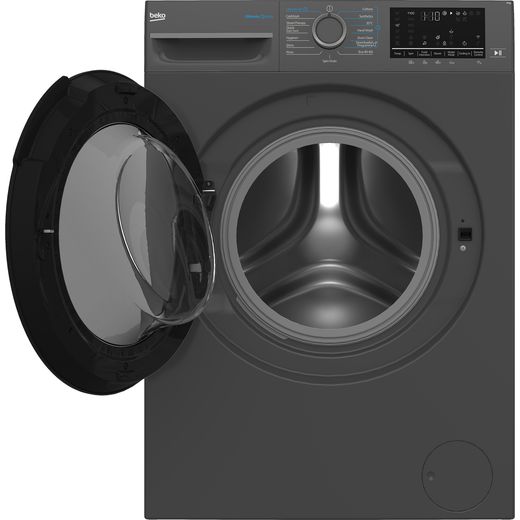 Beko BM5WT6943TA 9kg WiFi Connected Washing Machine with 1400 rpm - Anthracite - front with door open shot 