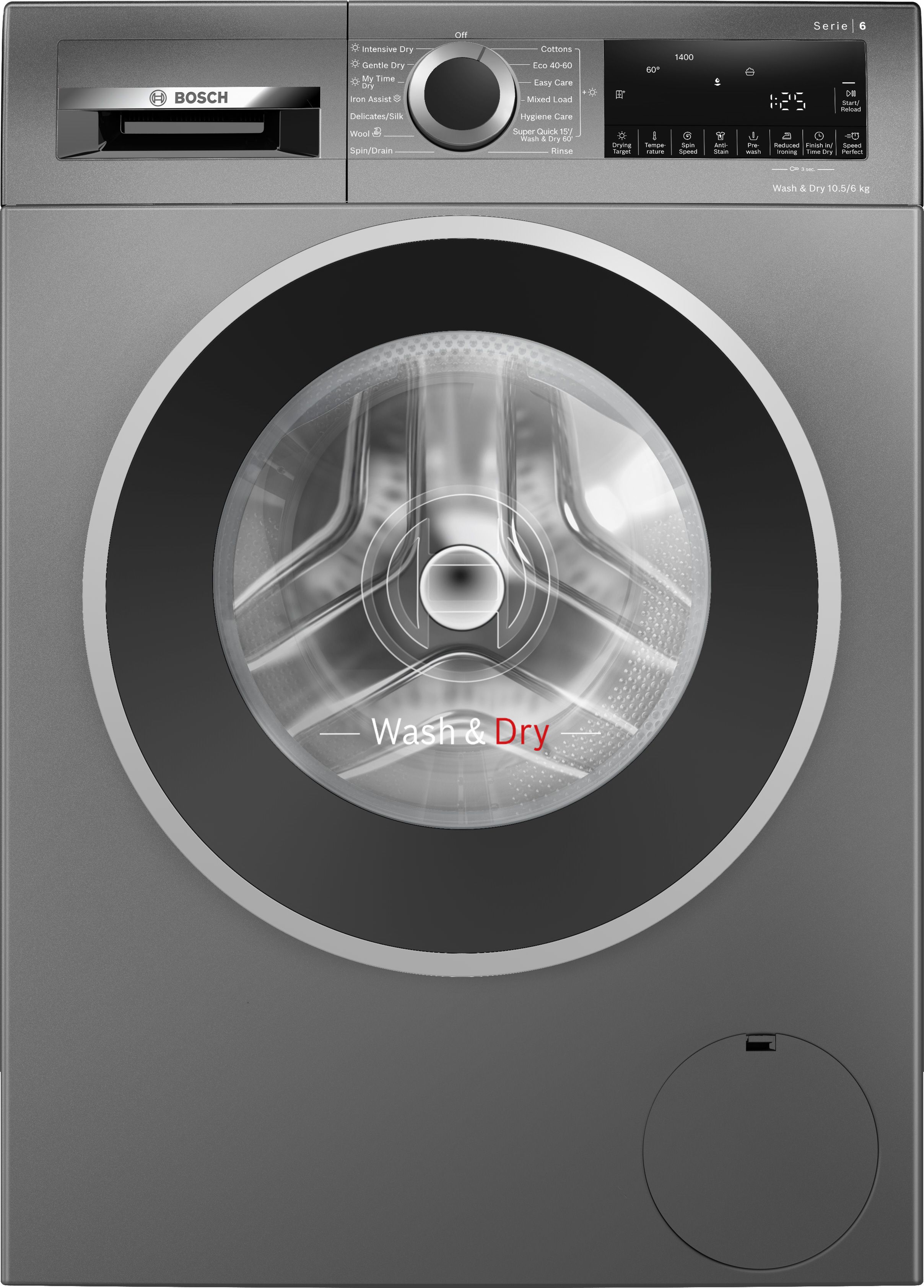 Bosch 10.5kg/6kg Washer Dryer - Freestanding - Silver - 1400 RPM
