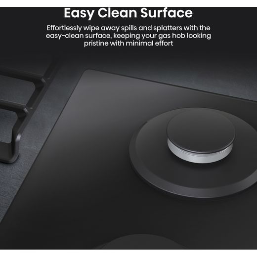 Hisense GM663BHF 60cm Gas Hob - Black - Annotation - Easy clan shot 