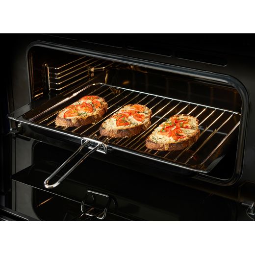 Belling Farmhouse 90E 90cm Electric Range Cooker with Ceramic Hob - Black - Food cooking in grill shot