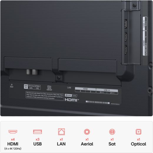 LG G54LW 4K Ultra HD Smart TV - Annotation - Ports