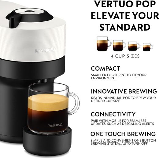 Nespresso by Krups Vertuo Pop XN920140 Pod Coffee Machine - White - Annotation - Elevate your standard