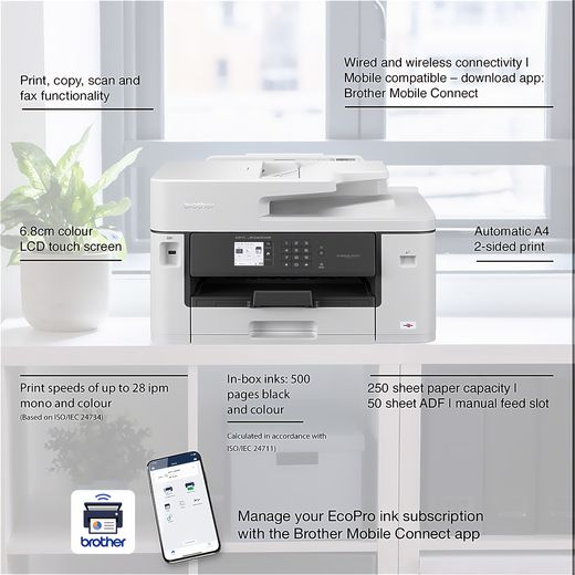 Brother MFC-J5340DWE Inkjet Printer - White - Annotation - Features shot
