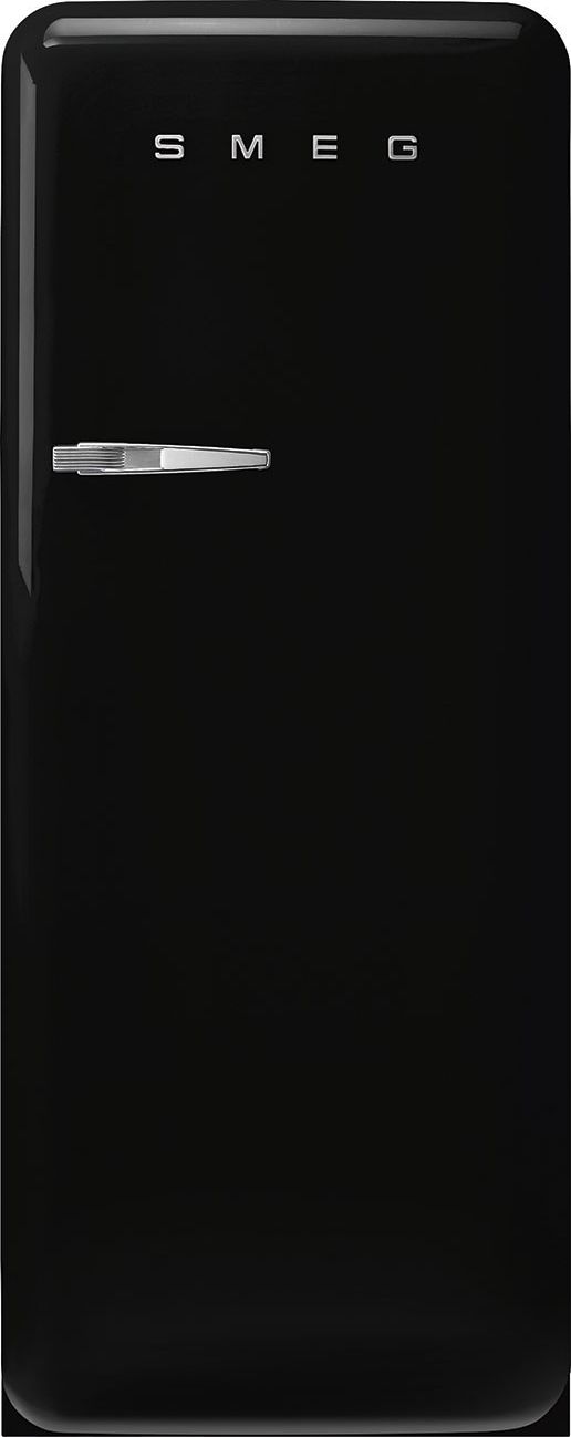 Image of Smeg 50s Style Retro Right Hand Hinge FAB28RBL6UK 153cm Small Fridge with Ice Box - Black - C Rated, Black