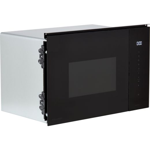 Hisense Hi6 BlackLine BIM325GI63DBGUK 39cm tall, 59cm wide, Built In Compact Microwave - Jet Black - Right perpsective shot