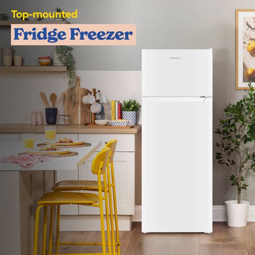 Russell Hobbs RH143TMFF542E1W 143cm 80/20 Small Fridge Freezer - White - Annotation - top mounted shot