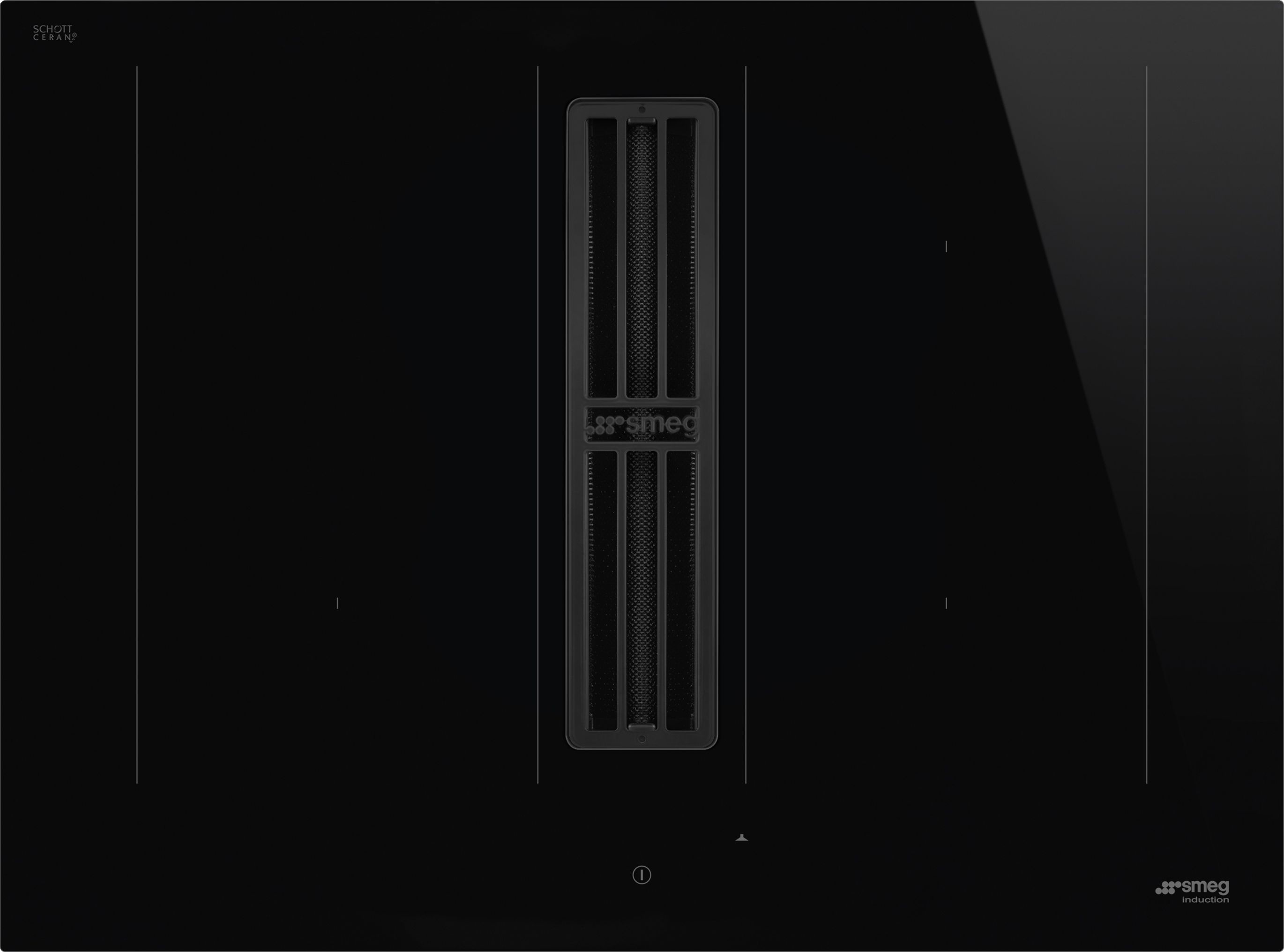 Image of Smeg Universal HOBD472D2 70cm Induction Extractor Hob - Black - For Ducted/Recirculating Ventilation, Black