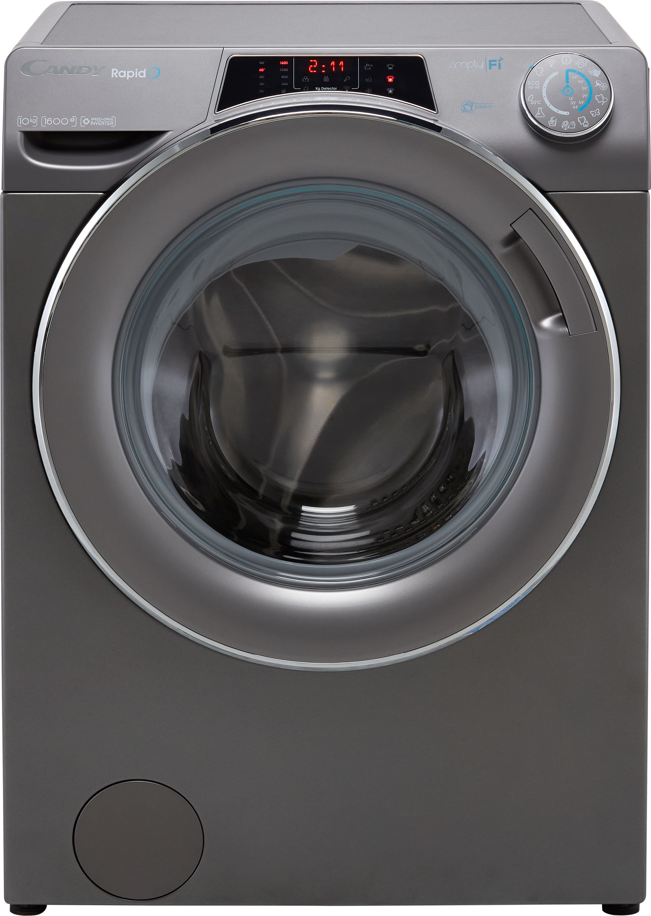 Candy Rapid RO16106DWMCRE 10kg Washing Machine with 1600 rpm - Graphite - A Rated, Silver