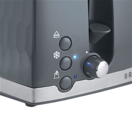 Russell Hobbs Honeycomb 26073 4 Slice Toaster - Grey - Control panel shot