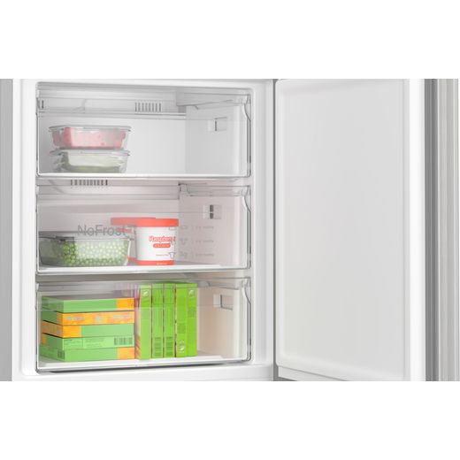 Bosch Series 4 70/30 Frost Free Fridge Freezer - Stainless Steel Effect - Close up door open shot