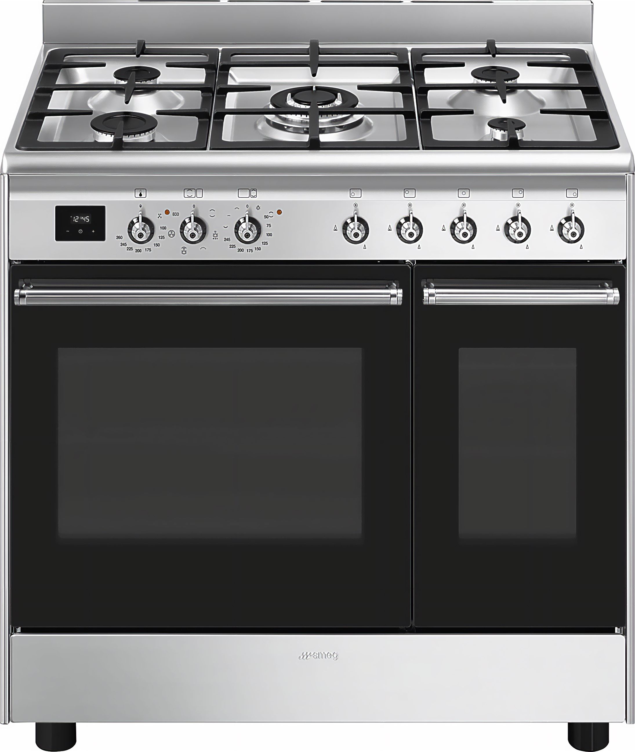 Image of Smeg Concert CX92GM 90cm wide Dual Fuel Range Cooker with Gas Hob - Stainless Steel - A Rated, Stainless Steel