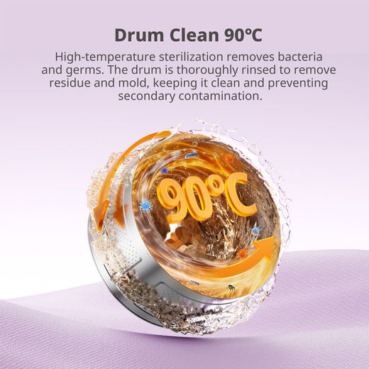 Comfee CFN13E71/W-UK 7kg Washing Machine with 1200 rpm - White - annotation - drum clean 90°C