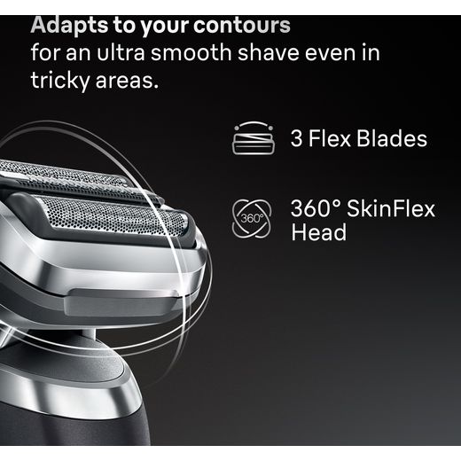 Braun Series 7 Mens Shaver - Grey - Annotation - Flexible blade shot 