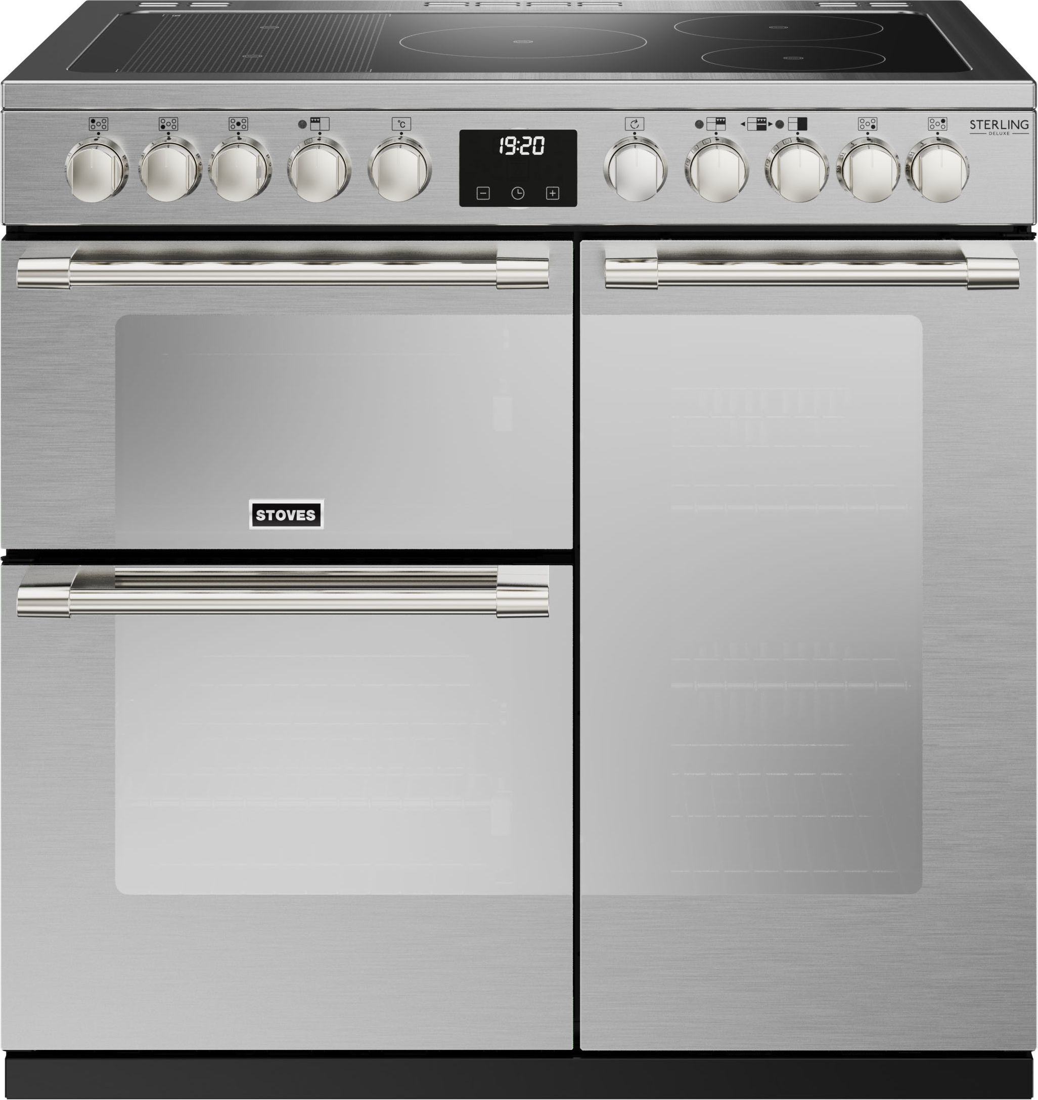Stoves Sterling Deluxe ST DX STER D900Ei RTY SS 90cm Electric Range Cooker with Induction Hob - Stainless Steel - A/A/A Rated, Stainless Steel