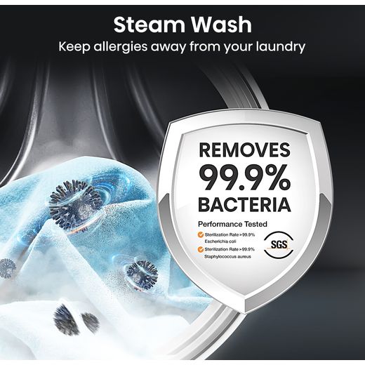 Hisense WF5S1045BW 10kg Washing Machine with 1400 RPM rpm - White - Annotation - Steam wash shot