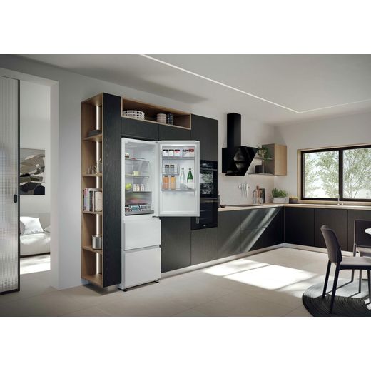 Haier 3D 55 Series 3 HTR3518ENMWK 185cm High 60/40 No Frost Fridge Freezer - White - Fridge freezer in kitchen shot