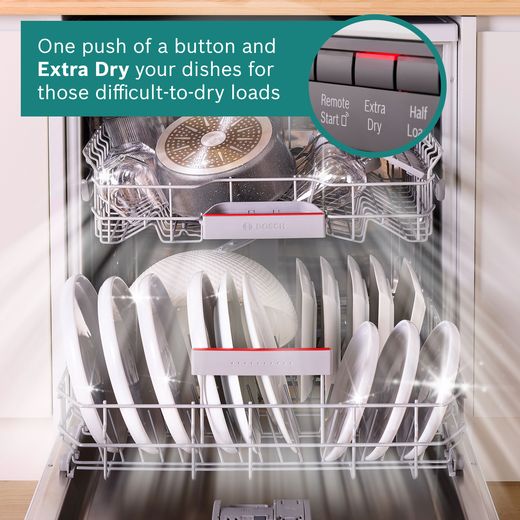Bosch Series 4 Standard Dishwasher - White - Annotation - Extra dry shot