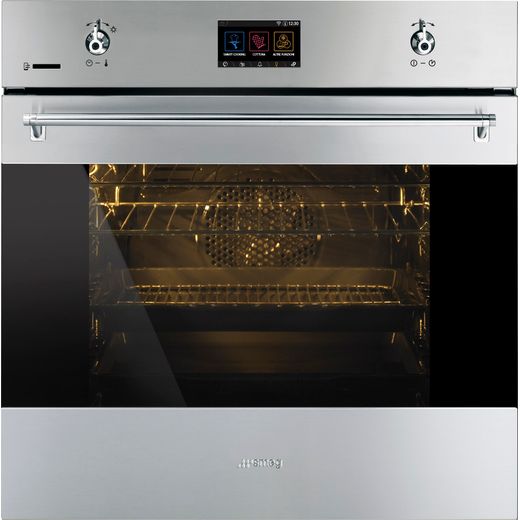 Smeg Classic SFP6303WTPX Wifi Connected Built In Electric Single Oven - Black / Stainless Steel - A+ Rated