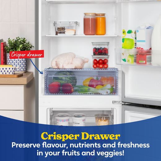 Russell Hobbs RH180FF552E1SS 180cm 70/30 Fridge Freezer - Stainless Steel - Annotation - crisper drawer shot