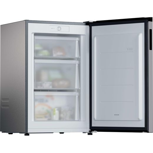 Hoover Under Counter Freezer - Stainless Steel - Right perpsective with door open shot
