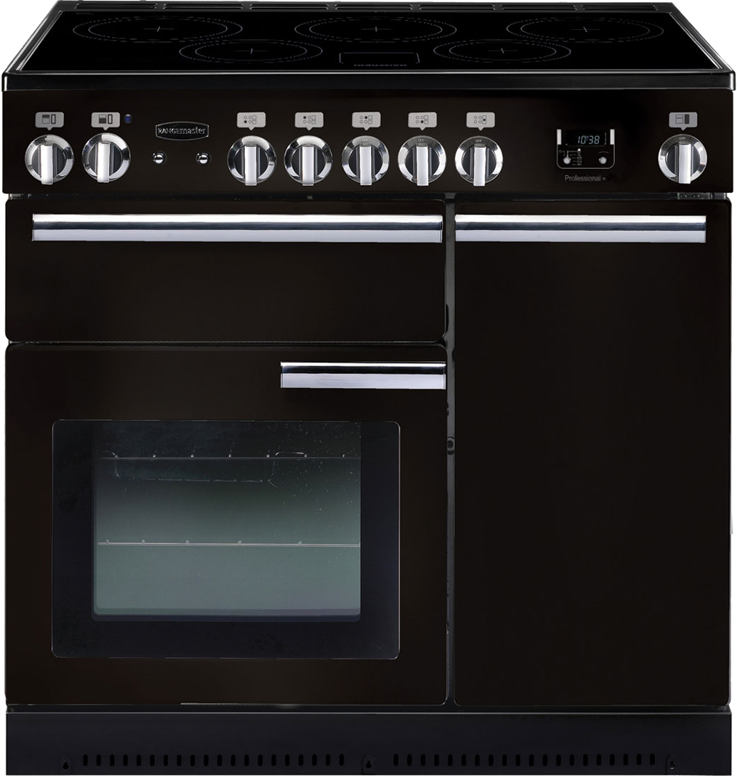 Rangemaster Professional Plus PROP90EIGB/C 90cm Electric Range Cooker with Induction Hob - Black - A/A Rated, Black