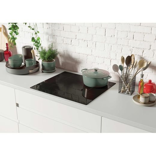 Hoover H-HOB 300 59cm Ceramic Hob - Black - hob in kitchen with food cooking shot 