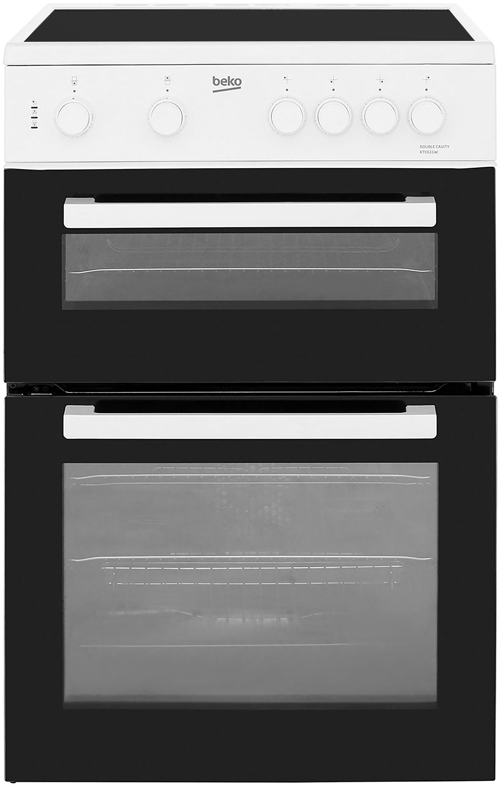 Beko KTC611W 60cm Electric Cooker with Ceramic Hob - White - A Rated, White