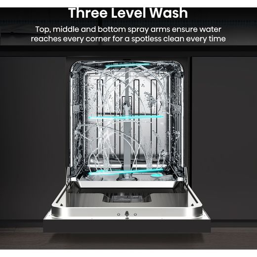 Hisense Standard Dishwasher - Black Inox - Annotation - 3 level wash shot 