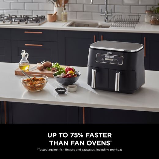 Ninja Foodi Dual Zone AF300UK Air Fryer - Black - Annotation - Up to 75% faster than fan oven