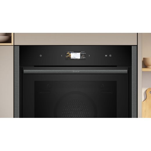 NEFF N90 Slide & Hide® Built In Electric Single Oven - Graphite  - Control panel shot