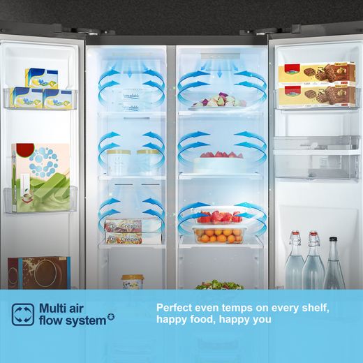 Fridgemaster American Fridge Freezer - Black - Annotation - Multi air flow system