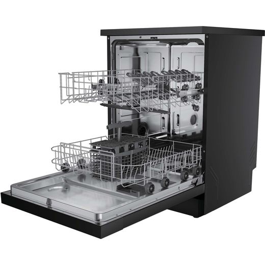 Candy RapidÓ Standard Dishwasher - Black - Door open racks out