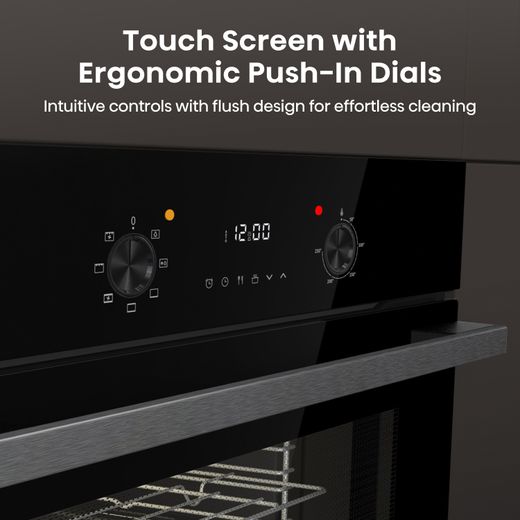Hisense Built In Electric Single Oven - Black - Annotation - Touch screen and ergonomic push-in dials