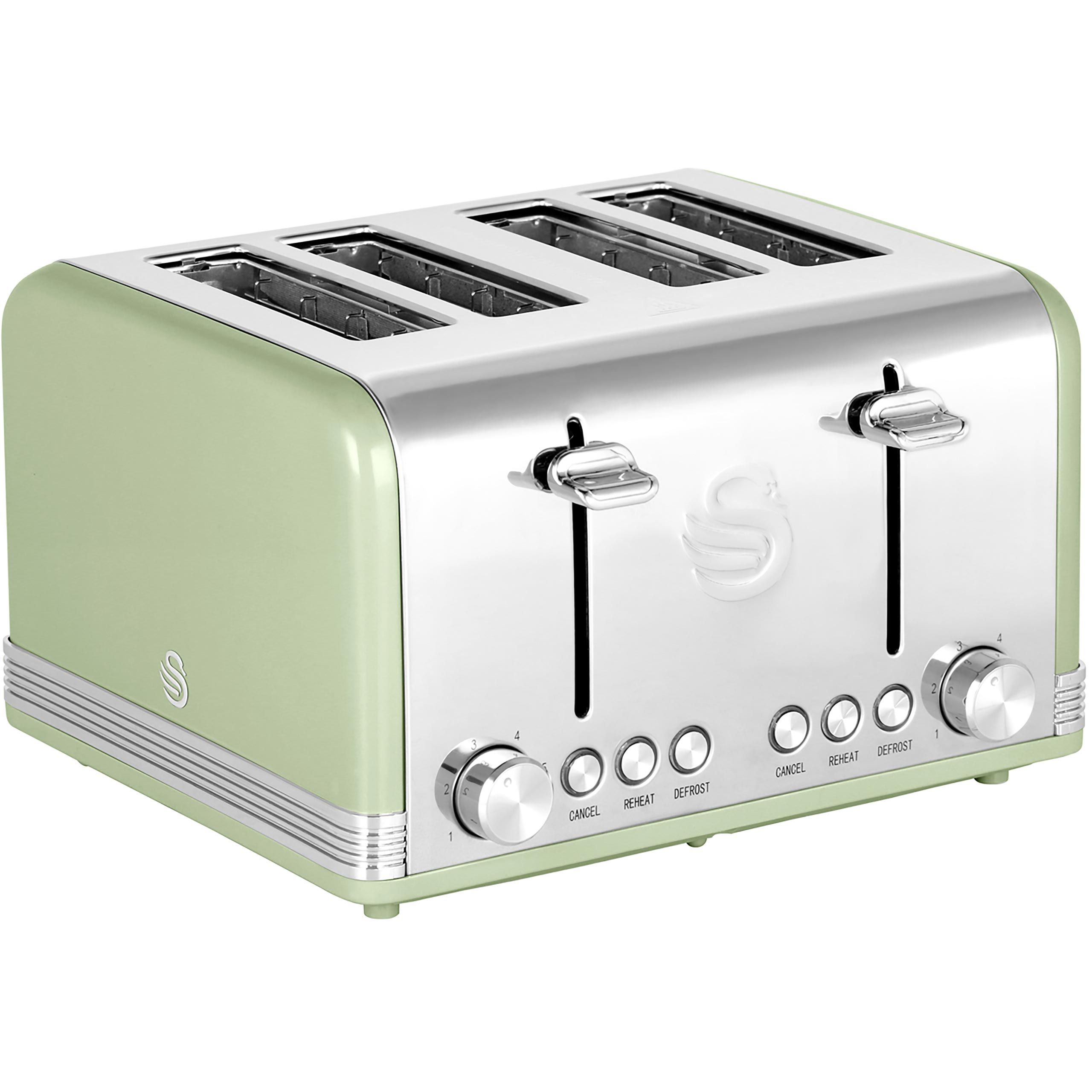Swan Retro ST19020GN 4 Slice Toaster - Green, Green