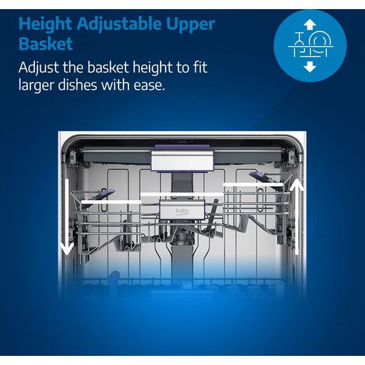 Beko bPRO 500 Fully Integrated Standard Dishwasher - Black - Annotation -  Height-Adjustable-Upper-Basket