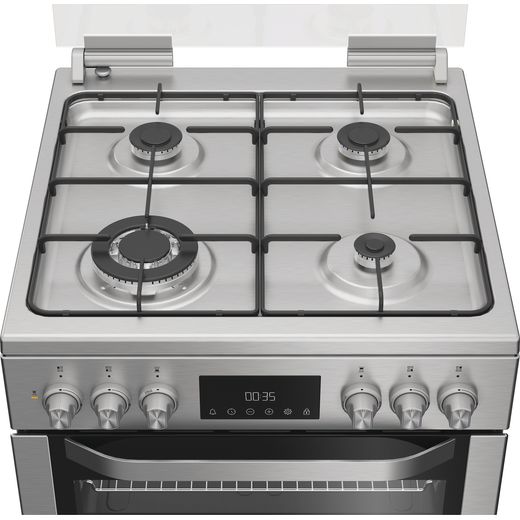 Hotpoint HDD6GDC2WX Dual Fuel Cooker Stainless Steel - Hob perspective