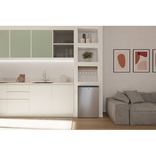 Hoover HONLQ2S58EXK 85cm High Small Fridge - Stainless Steel - Fridge in kitchen shot 